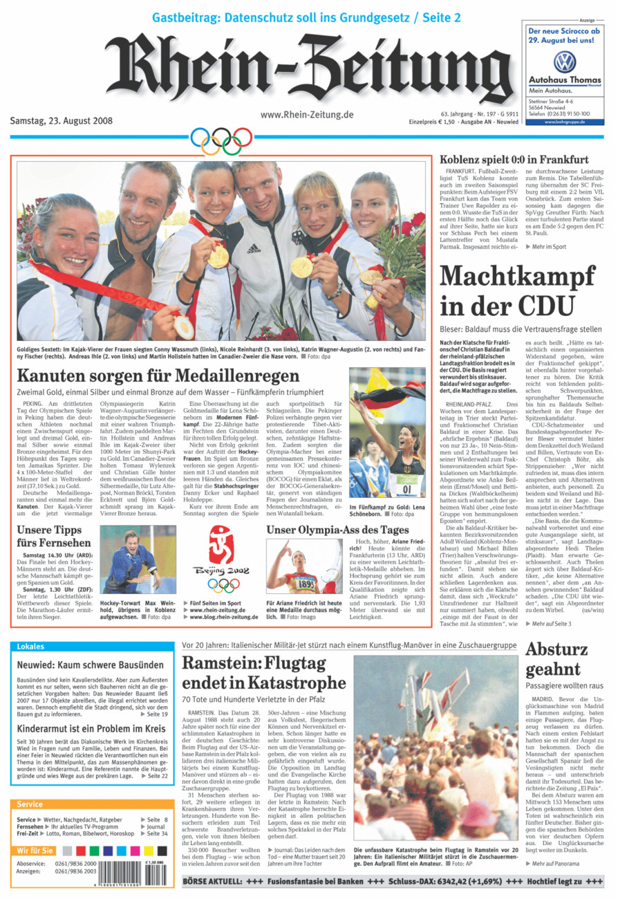 Rhein-Zeitung Kreis Neuwied vom Samstag, 23.08.2008