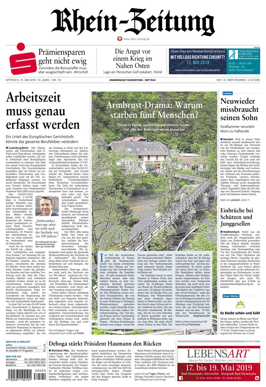 Rhein-Zeitung Kreis Neuwied vom Mittwoch, 15.05.2019