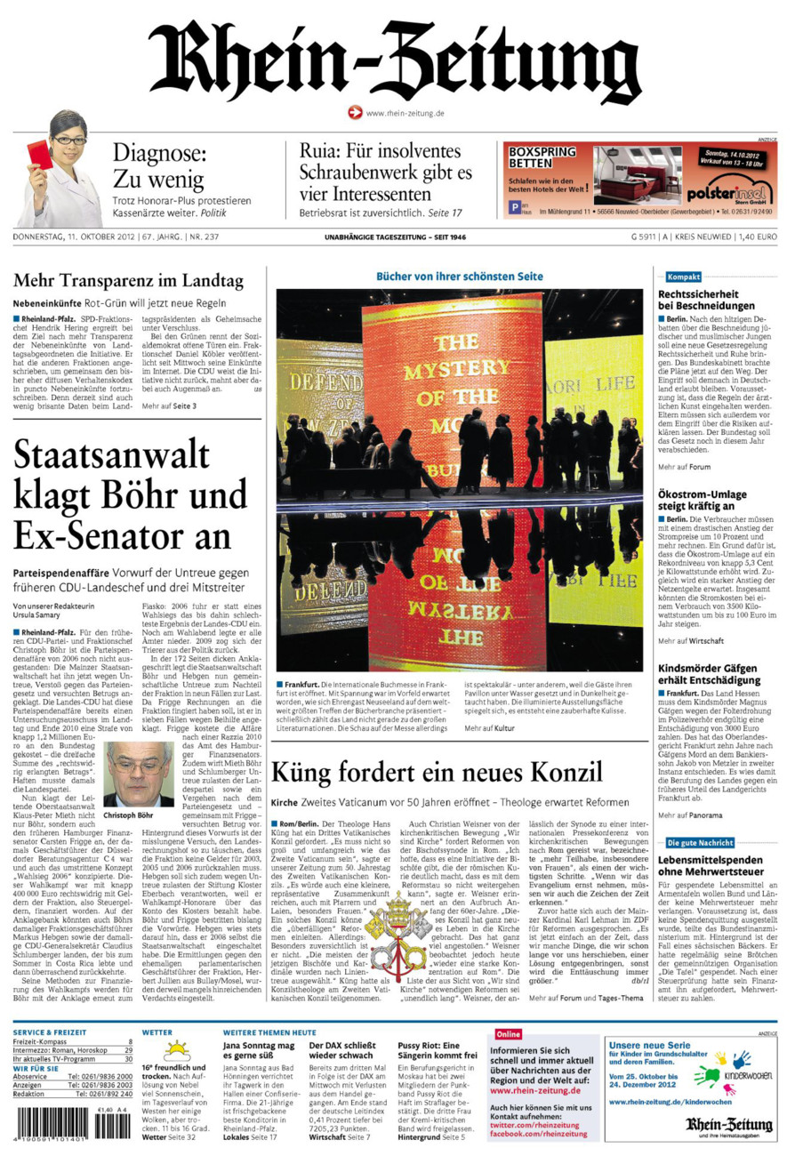 Rhein-Zeitung Kreis Neuwied vom Donnerstag, 11.10.2012