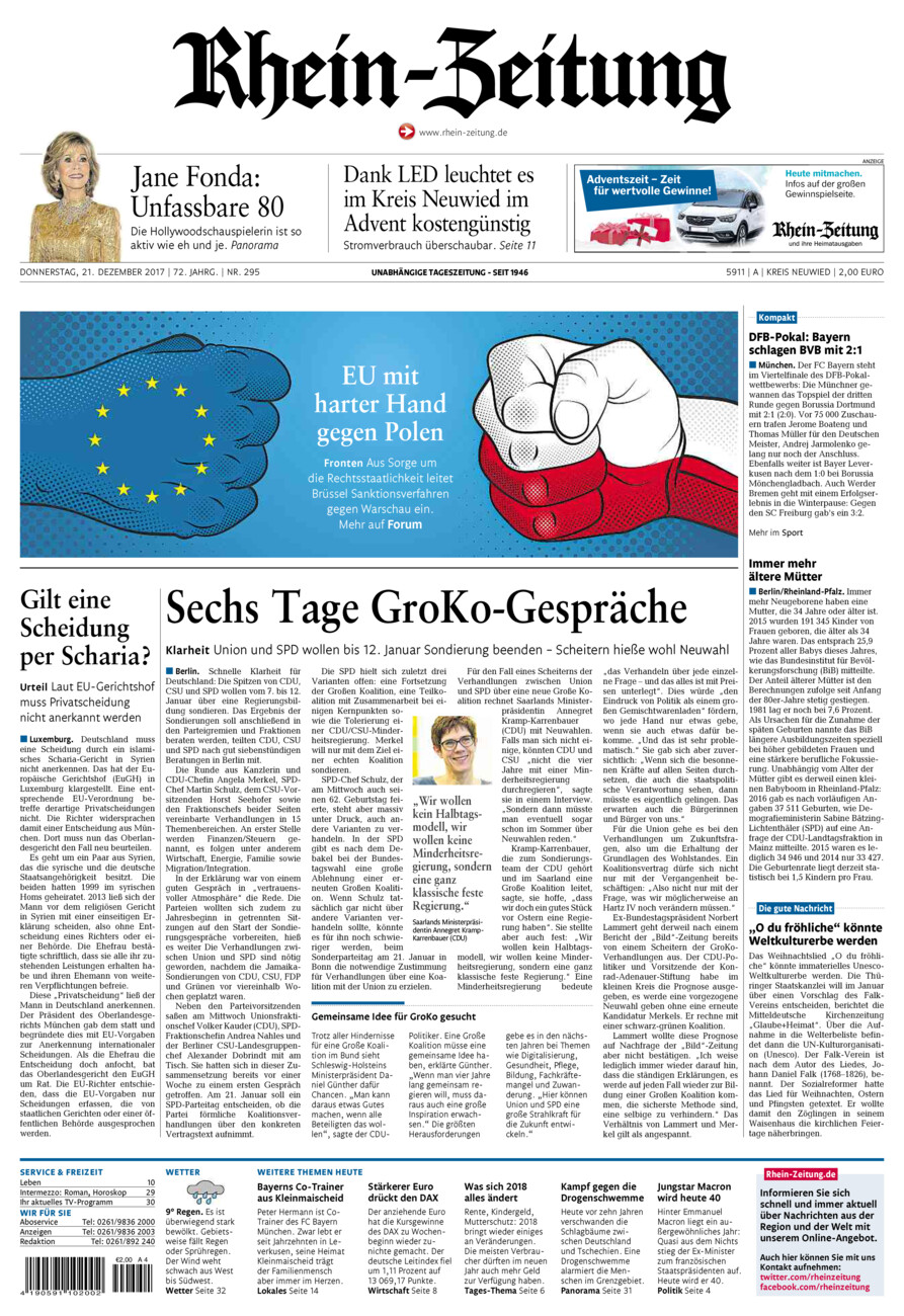Rhein-Zeitung Kreis Neuwied vom Donnerstag, 21.12.2017
