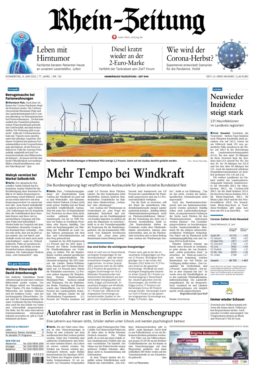 Rhein-Zeitung Kreis Neuwied vom Donnerstag, 09.06.2022