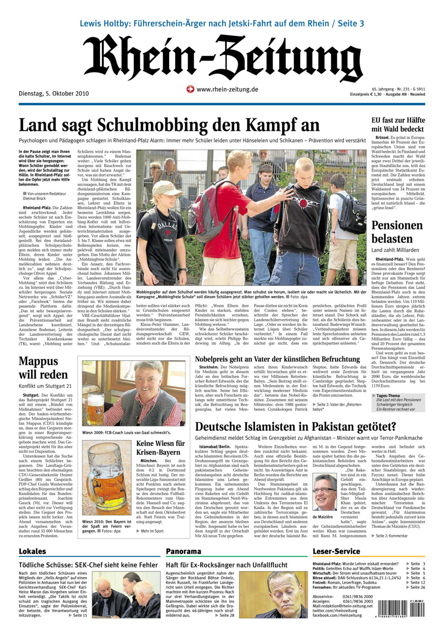 Rhein-Zeitung Kreis Neuwied vom Dienstag, 05.10.2010