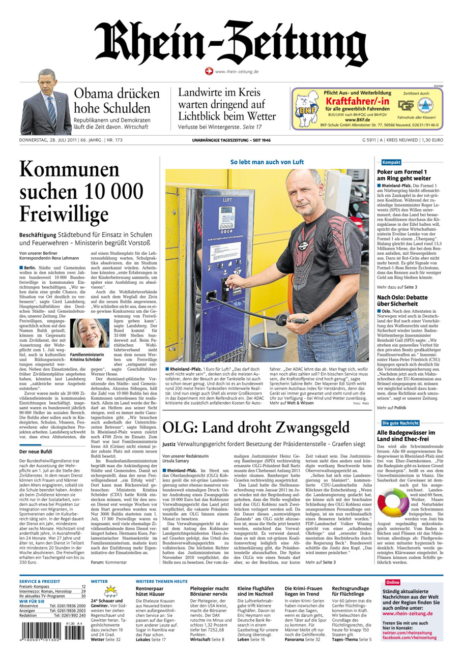 Rhein-Zeitung Kreis Neuwied vom Donnerstag, 28.07.2011