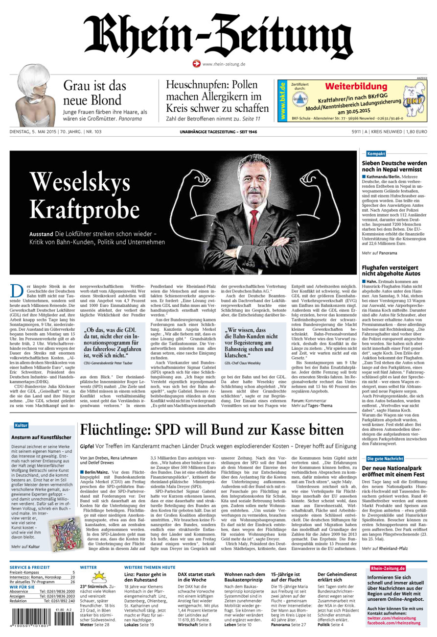 Rhein-Zeitung Kreis Neuwied vom Dienstag, 05.05.2015