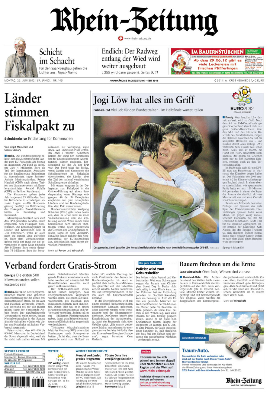 Rhein-Zeitung Kreis Neuwied vom Montag, 25.06.2012