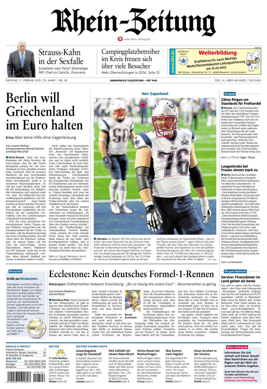Rhein-Zeitung Kreis Neuwied vom Dienstag, 03.02.2015