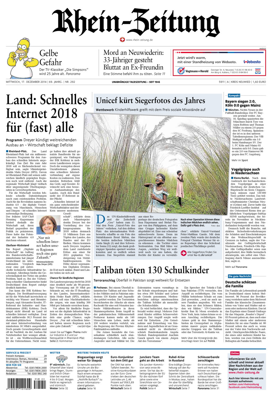 Rhein-Zeitung Kreis Neuwied vom Mittwoch, 17.12.2014