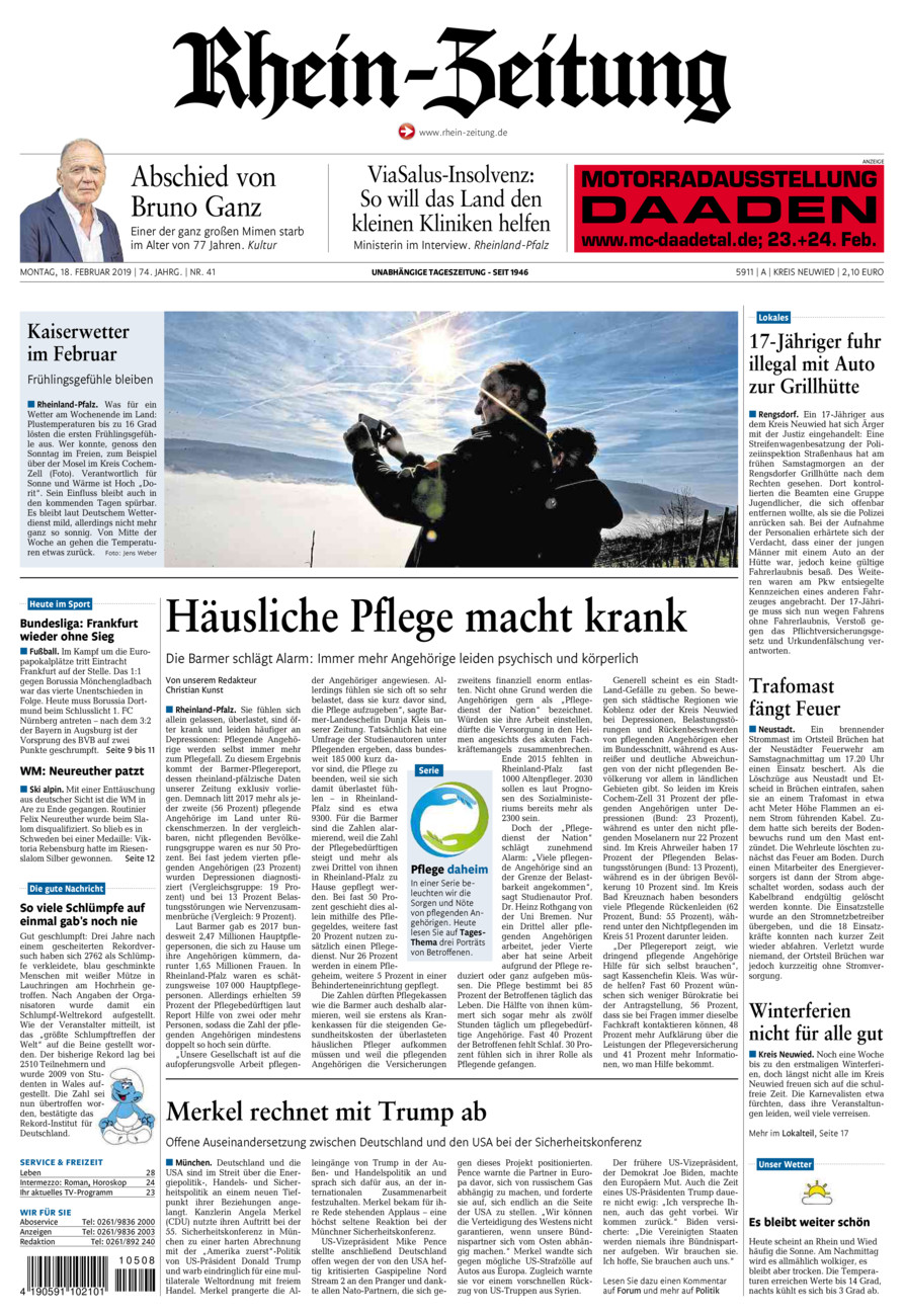 Rhein-Zeitung Kreis Neuwied vom Montag, 18.02.2019