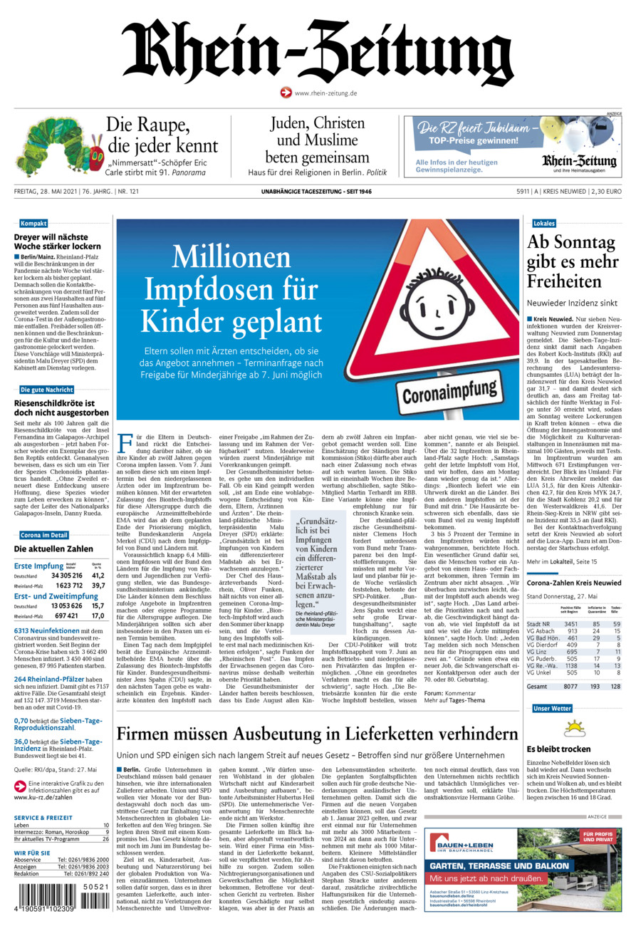 Rhein-Zeitung Kreis Neuwied vom Freitag, 28.05.2021