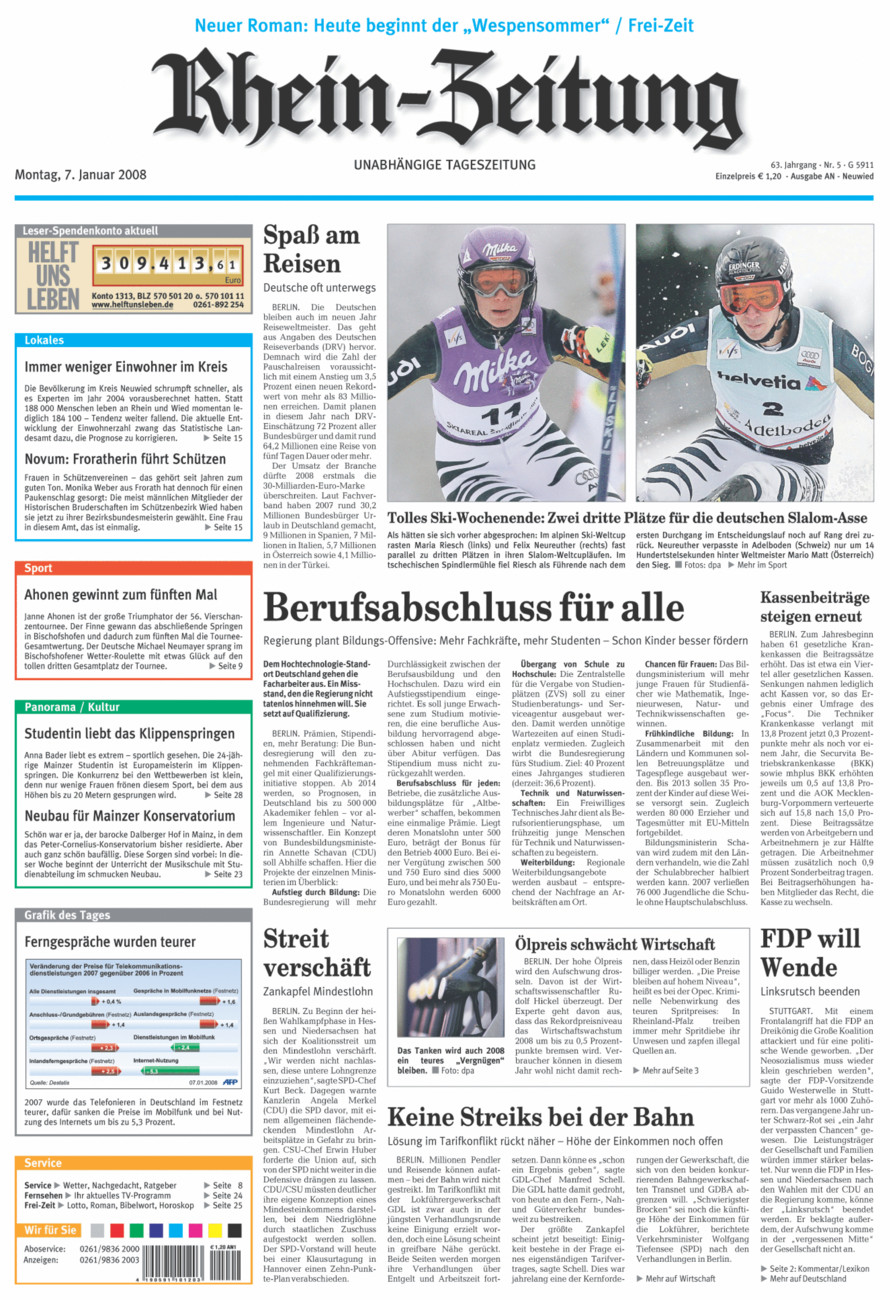 Rhein-Zeitung Kreis Neuwied vom Montag, 07.01.2008