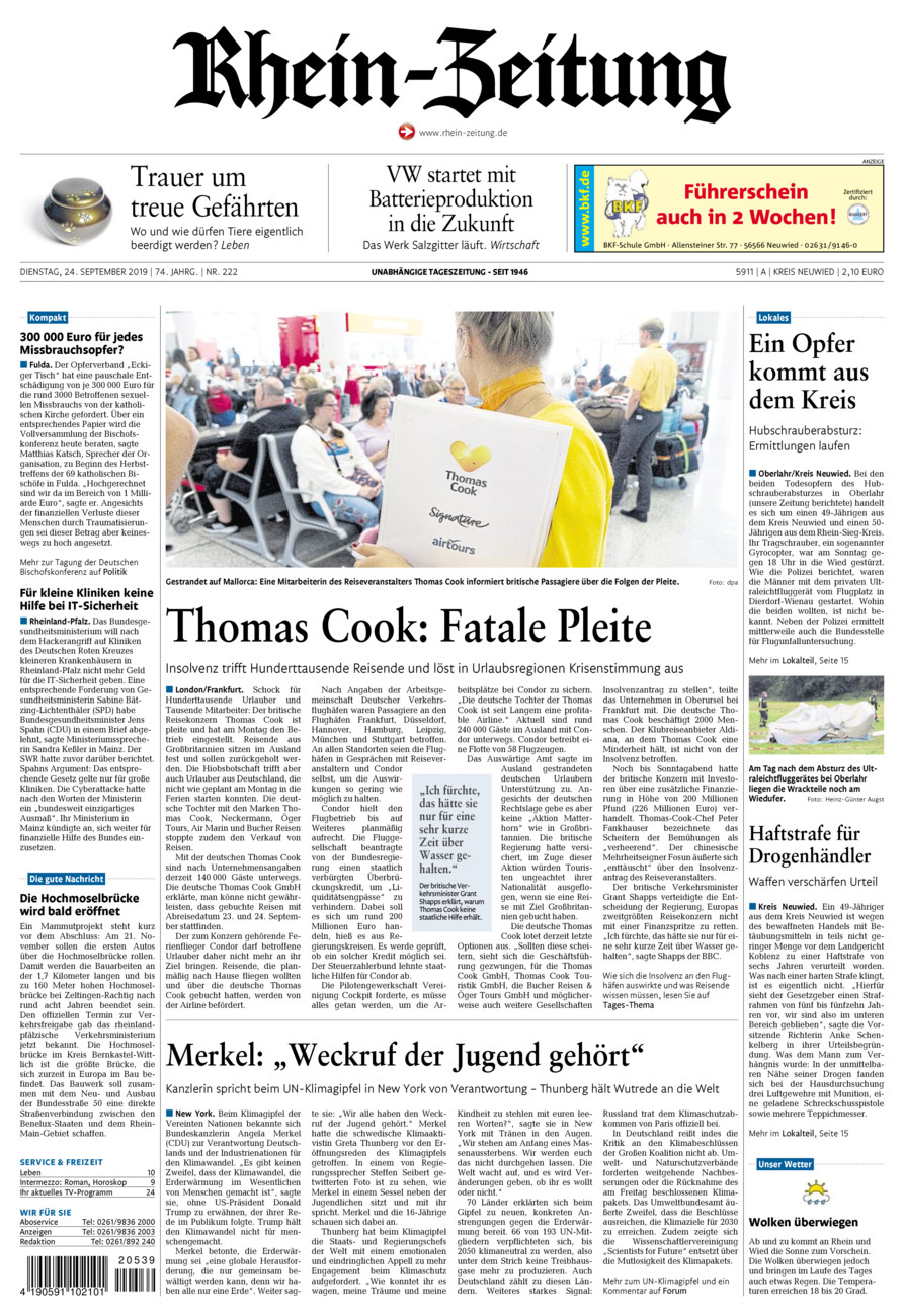 Rhein-Zeitung Kreis Neuwied vom Dienstag, 24.09.2019