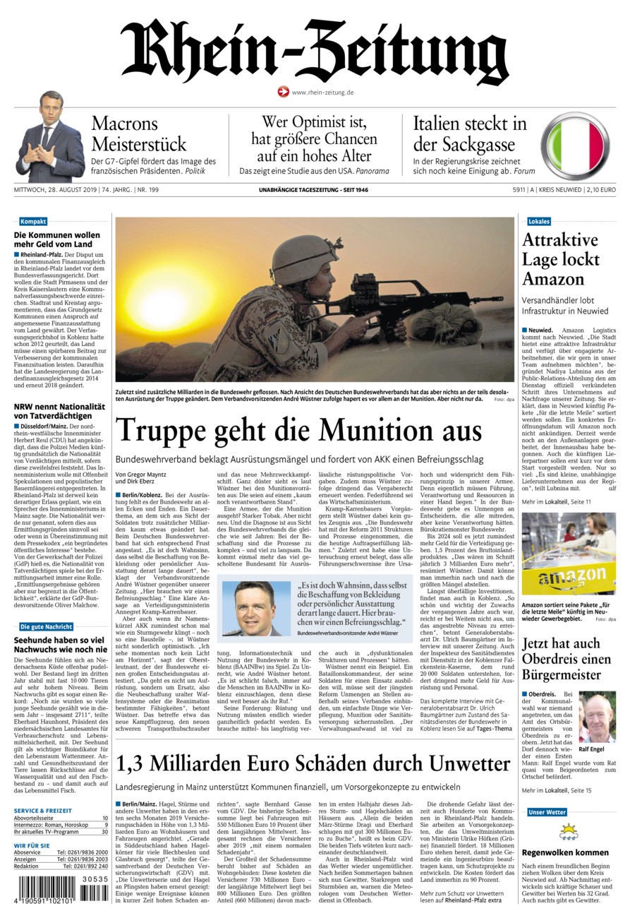 Rhein-Zeitung Kreis Neuwied vom Mittwoch, 28.08.2019