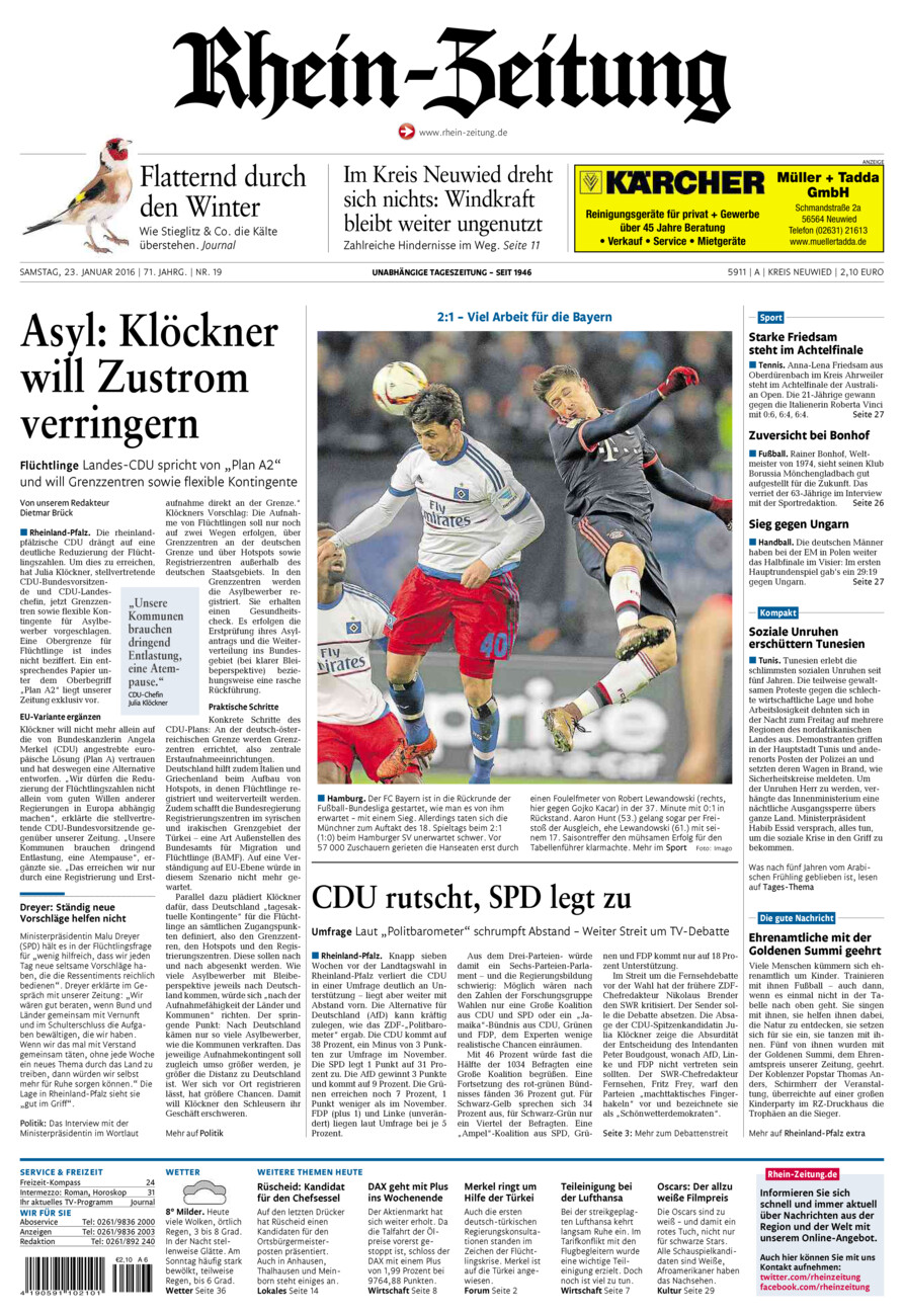 Rhein-Zeitung Kreis Neuwied vom Samstag, 23.01.2016