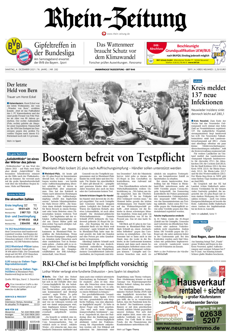 Rhein-Zeitung Kreis Neuwied vom Samstag, 04.12.2021