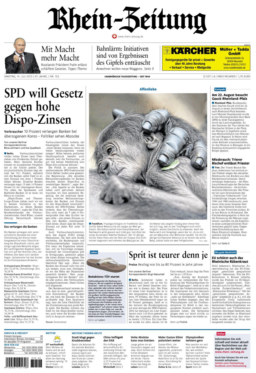 Rhein-Zeitung Kreis Neuwied vom Samstag, 14.07.2012