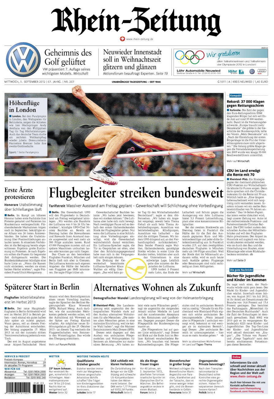 Rhein-Zeitung Kreis Neuwied vom Mittwoch, 05.09.2012
