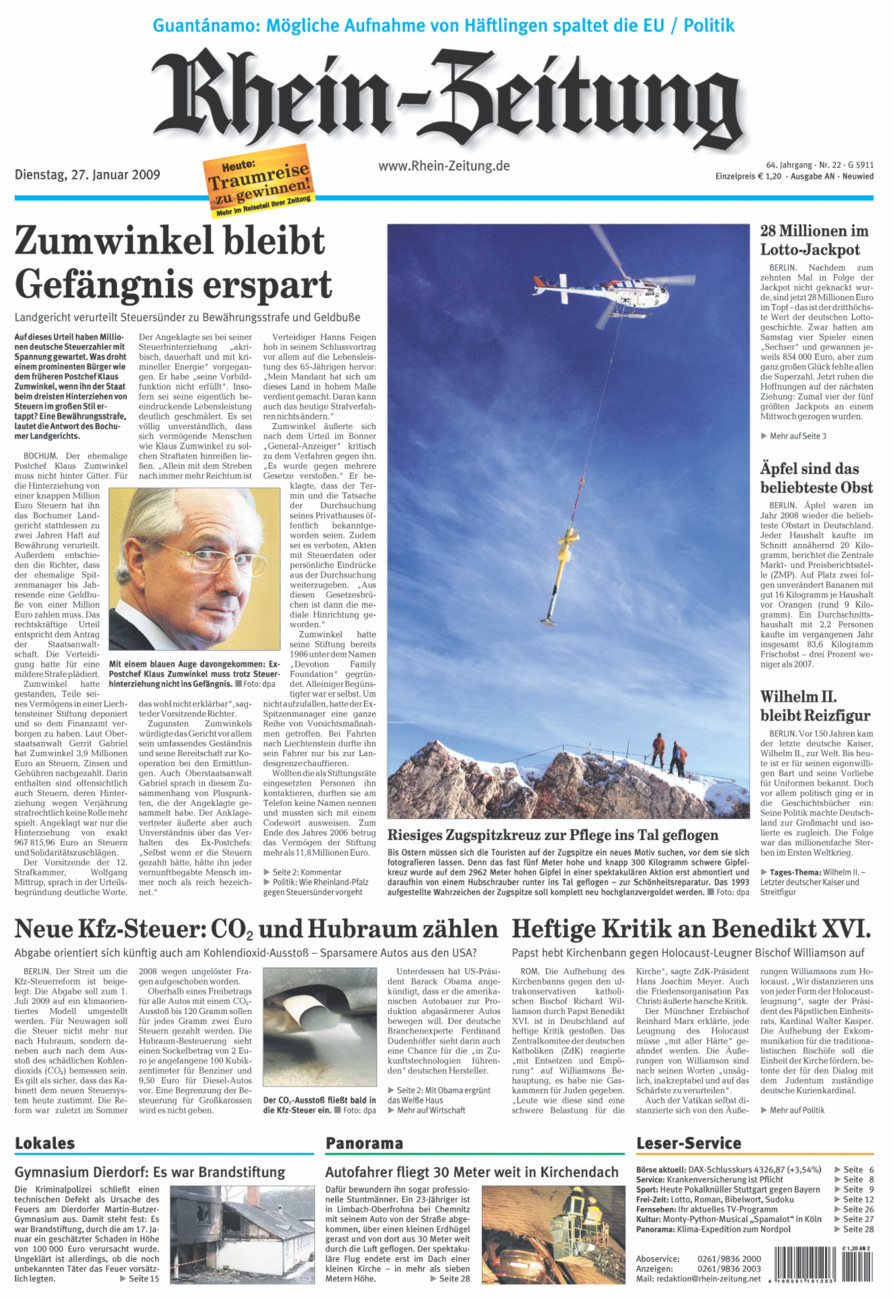 Rhein-Zeitung Kreis Neuwied vom Dienstag, 27.01.2009