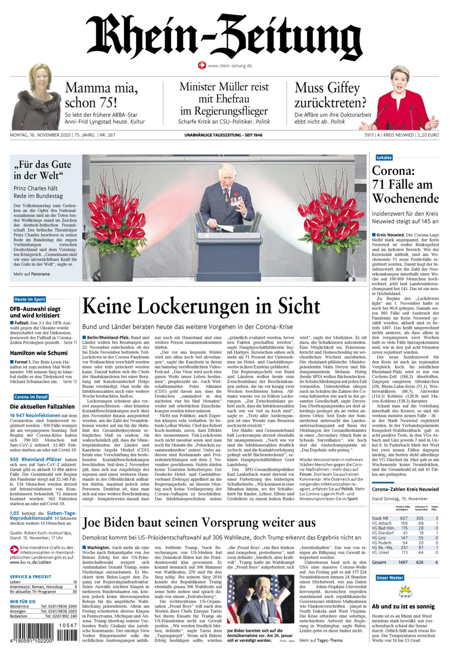 Rhein-Zeitung Kreis Neuwied vom Montag, 16.11.2020