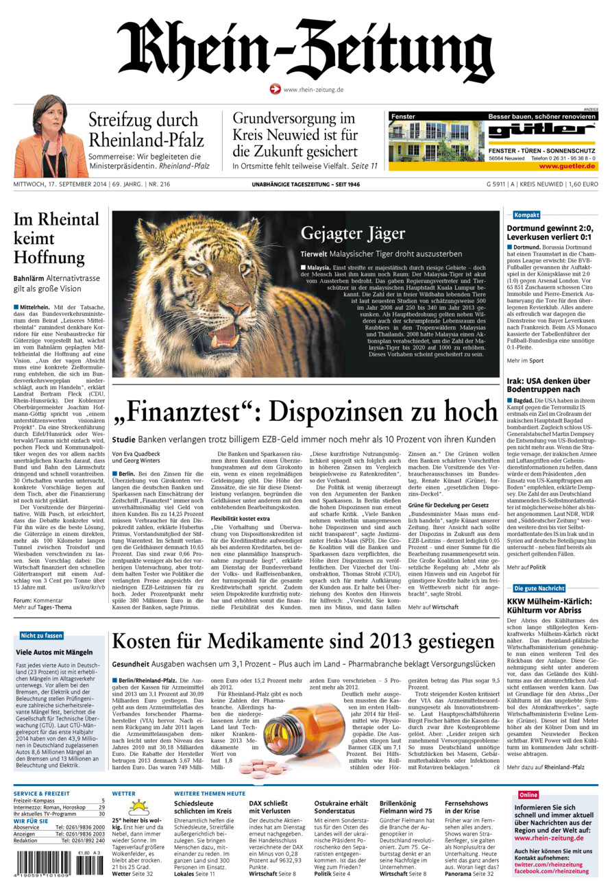 Rhein-Zeitung Kreis Neuwied vom Mittwoch, 17.09.2014