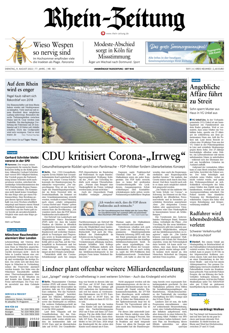 Rhein-Zeitung Kreis Neuwied vom Dienstag, 09.08.2022