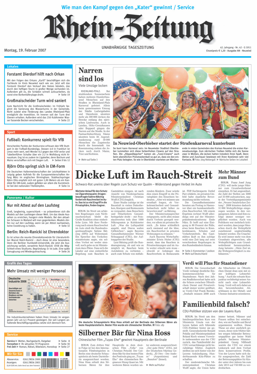 Rhein-Zeitung Kreis Neuwied vom Montag, 19.02.2007