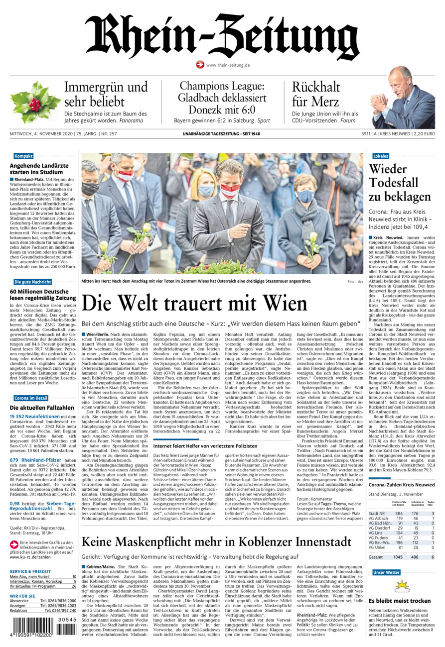 Rhein-Zeitung Kreis Neuwied vom Mittwoch, 04.11.2020