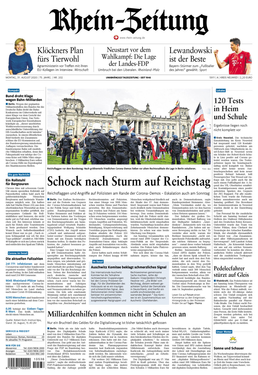 Rhein-Zeitung Kreis Neuwied vom Montag, 31.08.2020