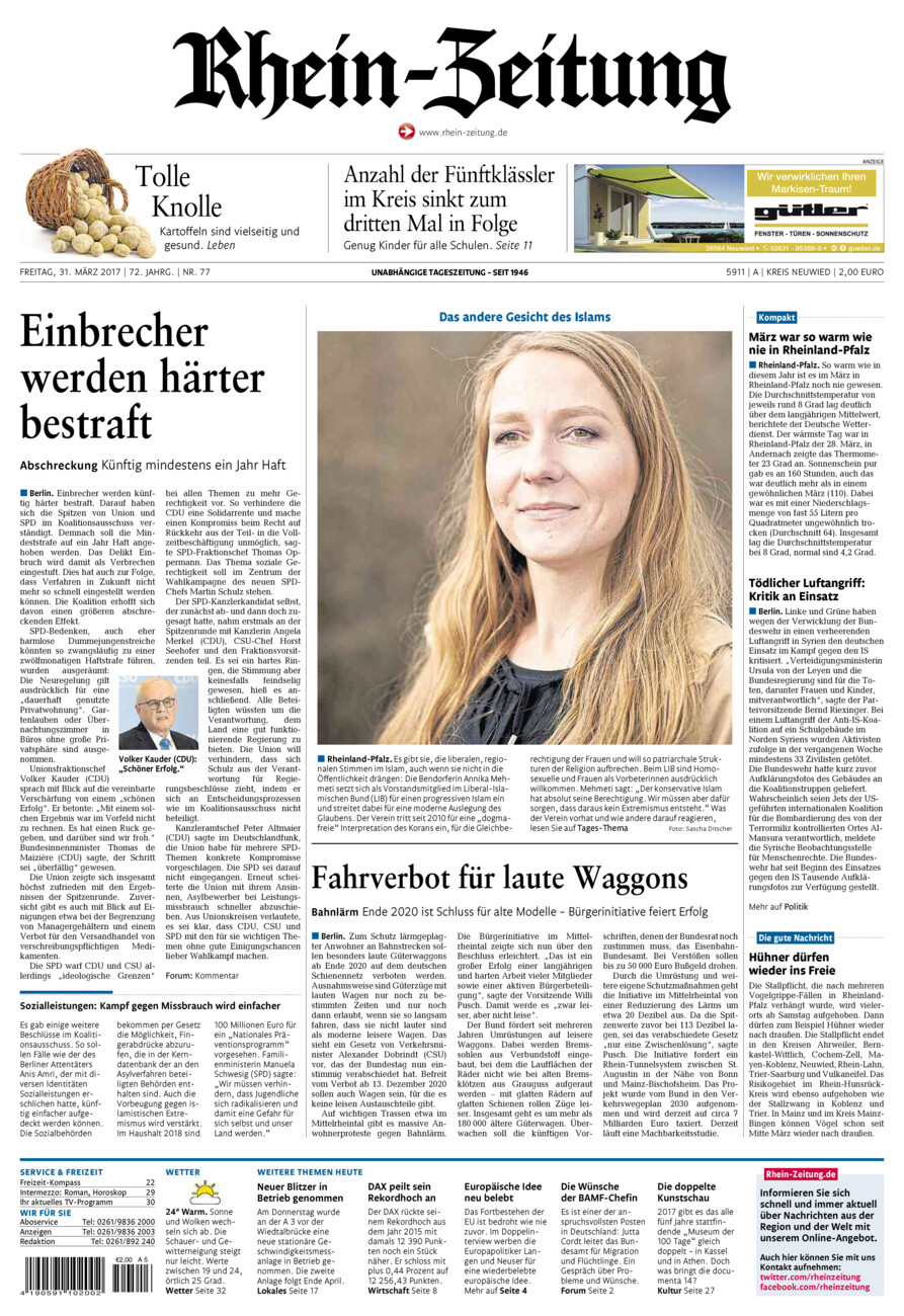 Rhein-Zeitung Kreis Neuwied vom Freitag, 31.03.2017