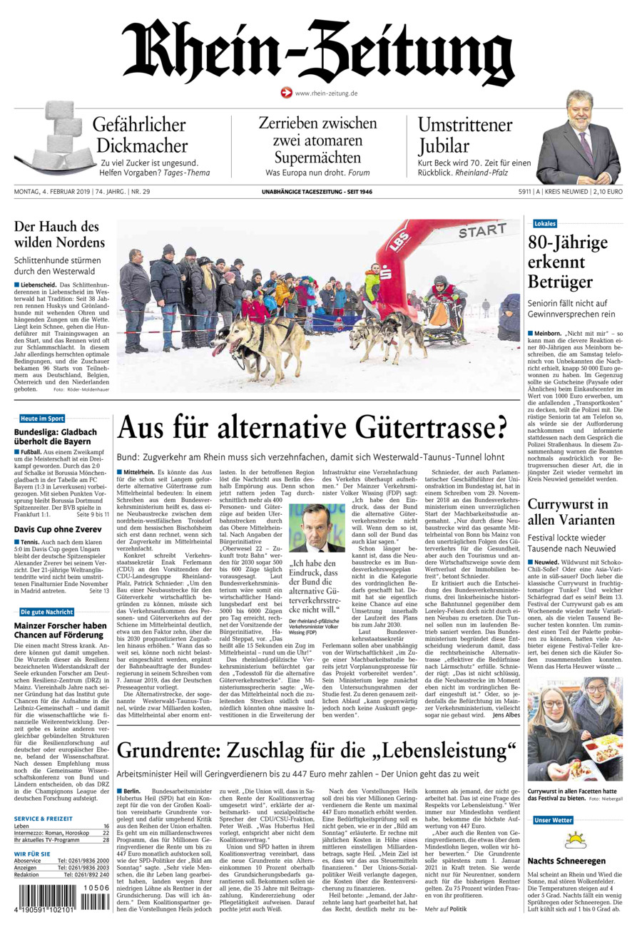 Rhein-Zeitung Kreis Neuwied vom Montag, 04.02.2019