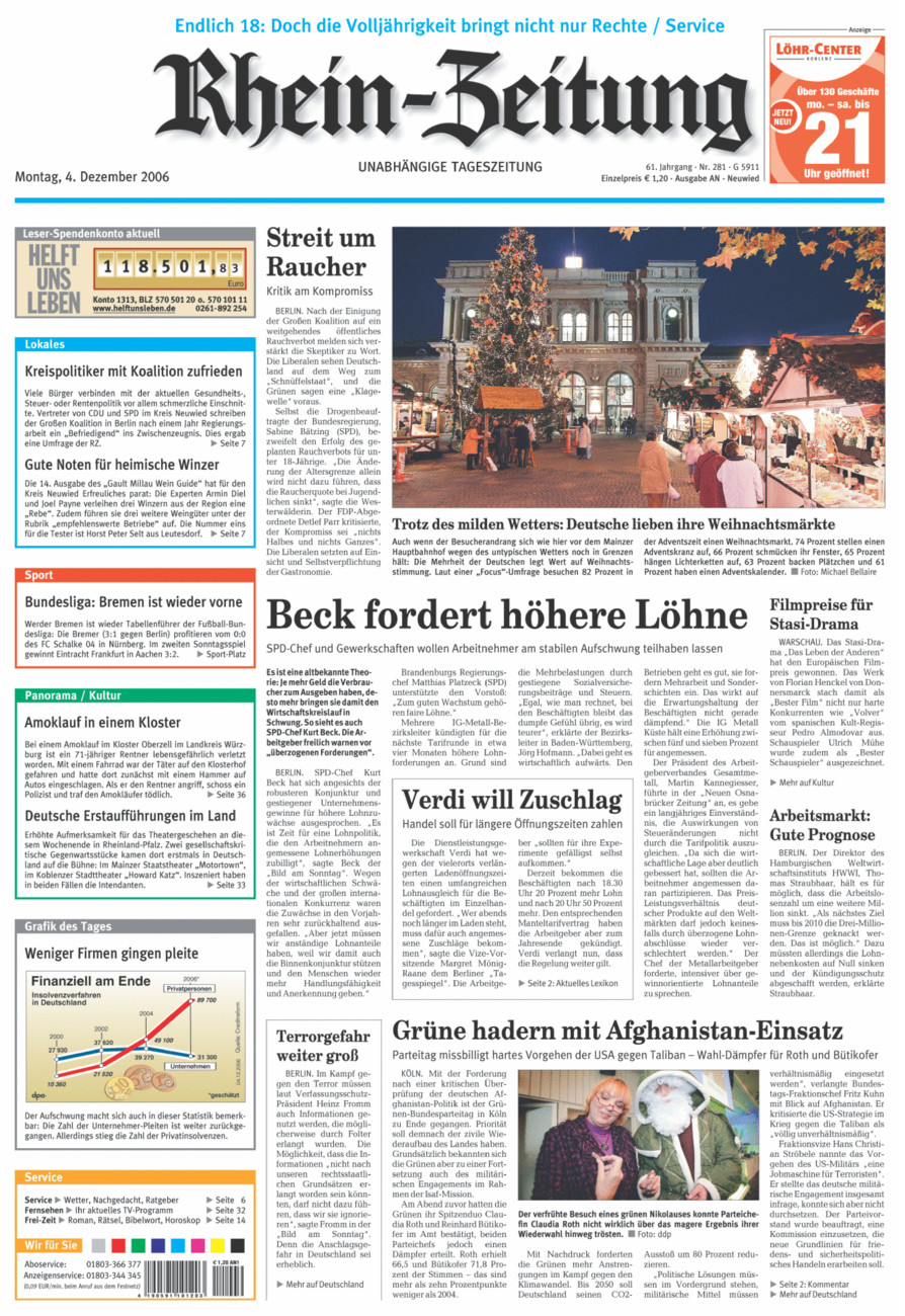 Rhein-Zeitung Kreis Neuwied vom Montag, 04.12.2006