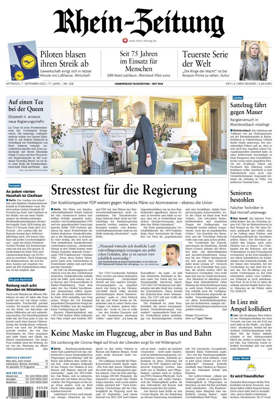 Rhein-Zeitung Kreis Neuwied vom Mittwoch, 07.09.2022