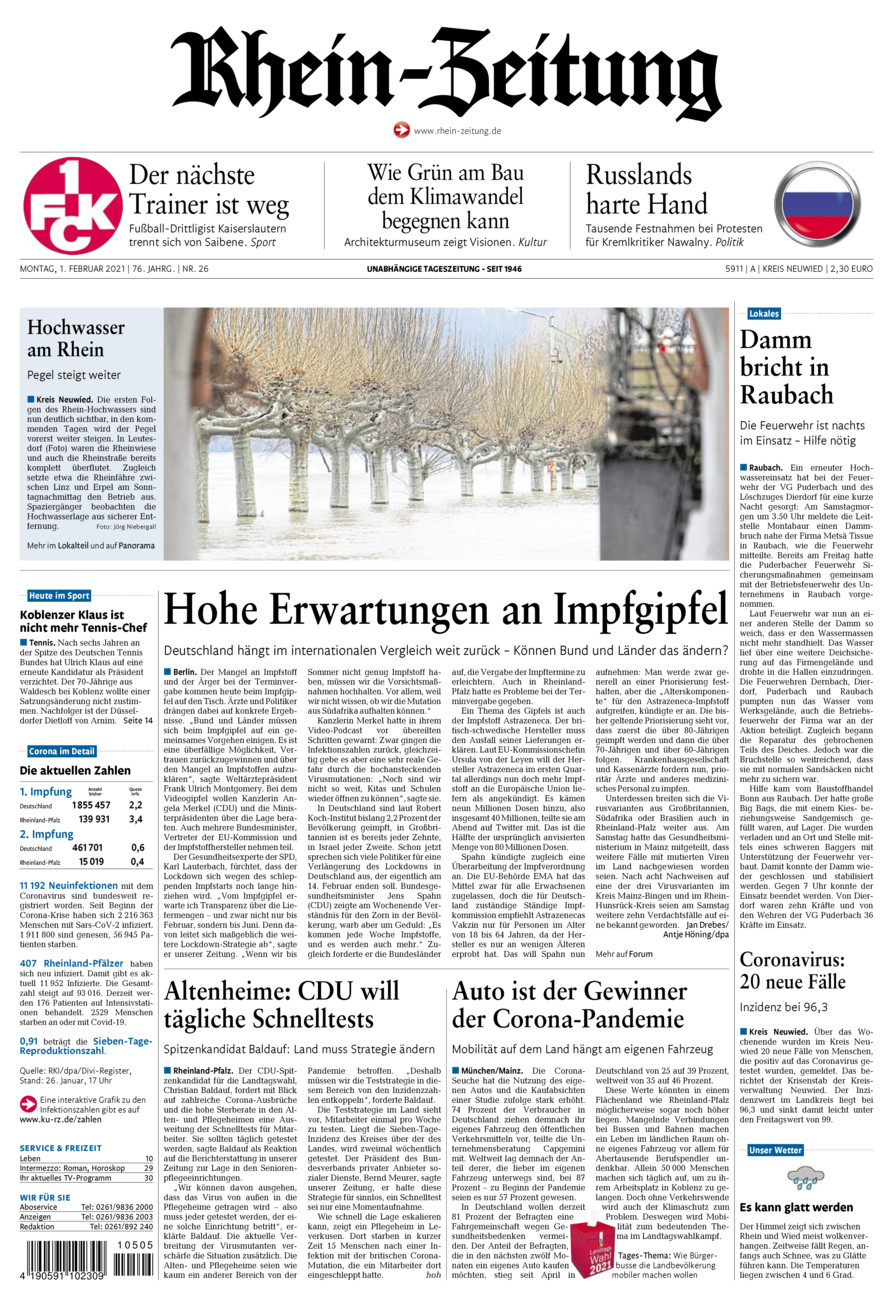 Rhein-Zeitung Kreis Neuwied vom Montag, 01.02.2021