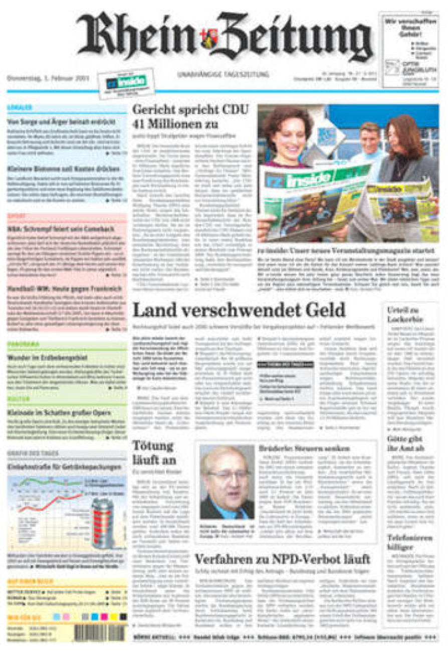 Rhein-Zeitung Kreis Neuwied vom Donnerstag, 01.02.2001
