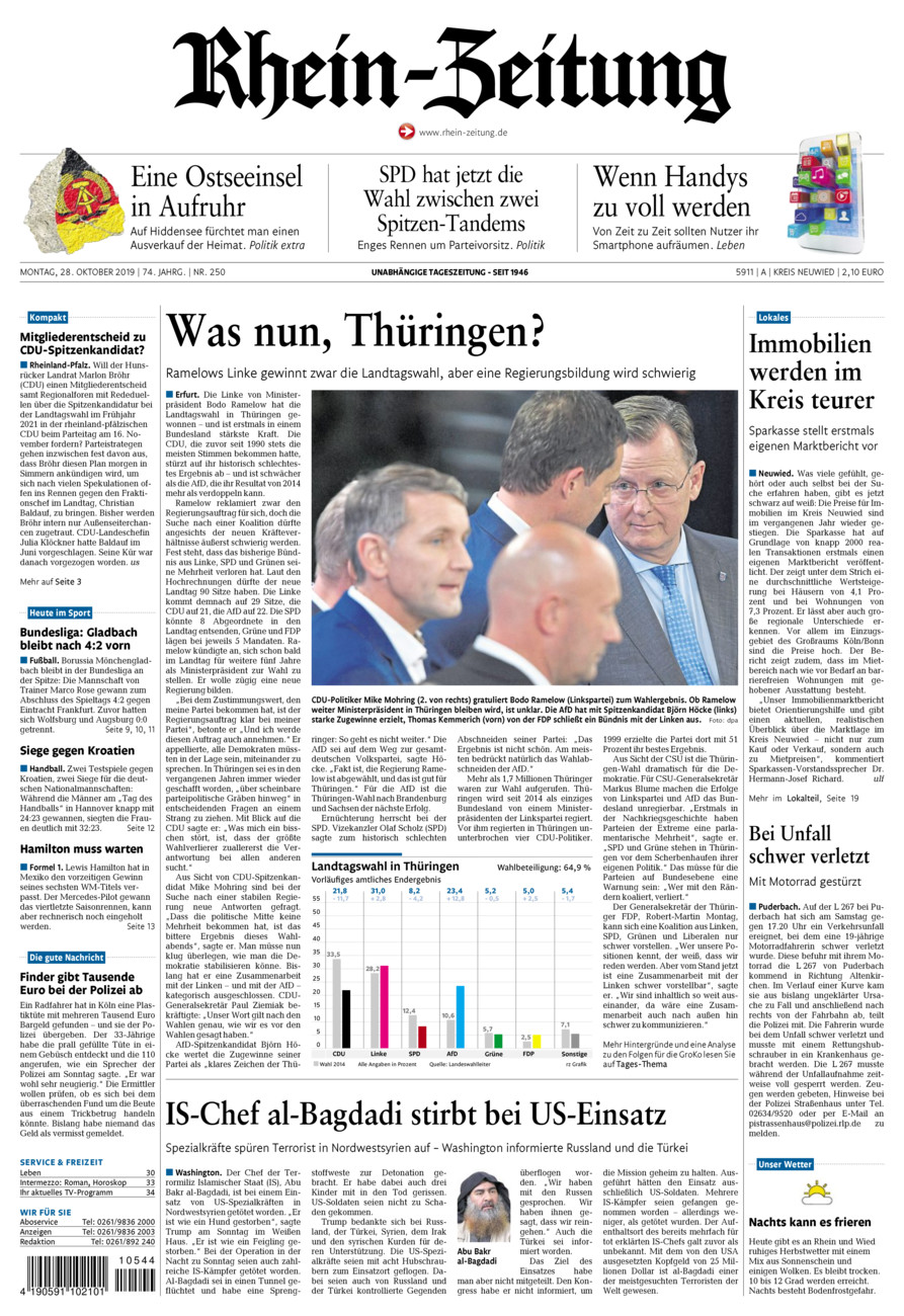 Rhein-Zeitung Kreis Neuwied vom Montag, 28.10.2019