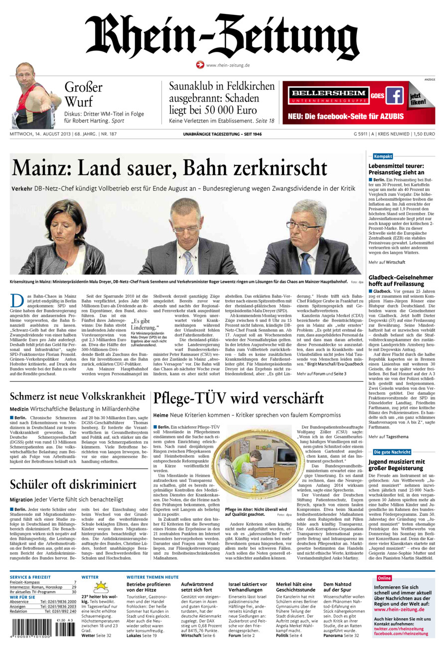 Rhein-Zeitung Kreis Neuwied vom Mittwoch, 14.08.2013