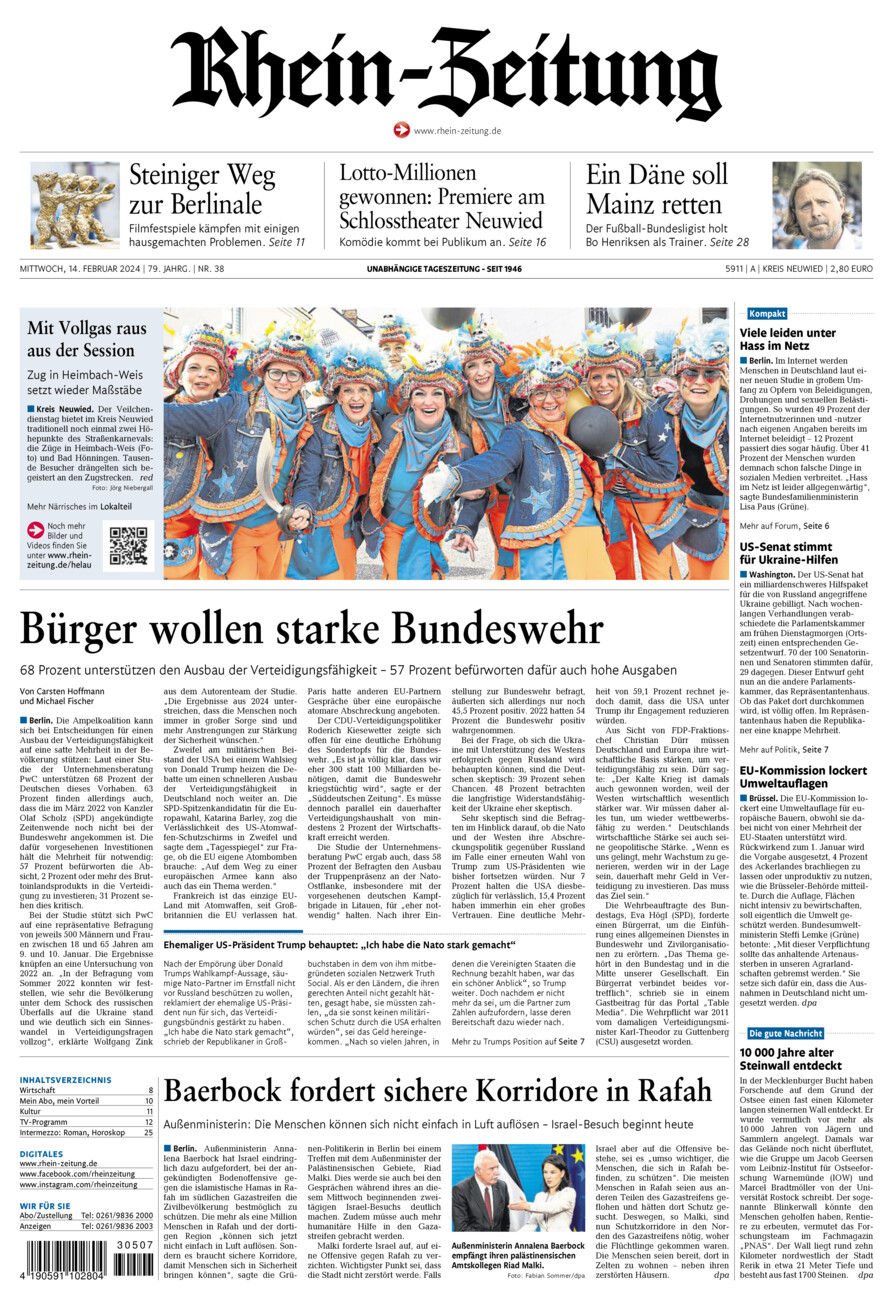Rhein-Zeitung Kreis Neuwied vom Mittwoch, 14.02.2024