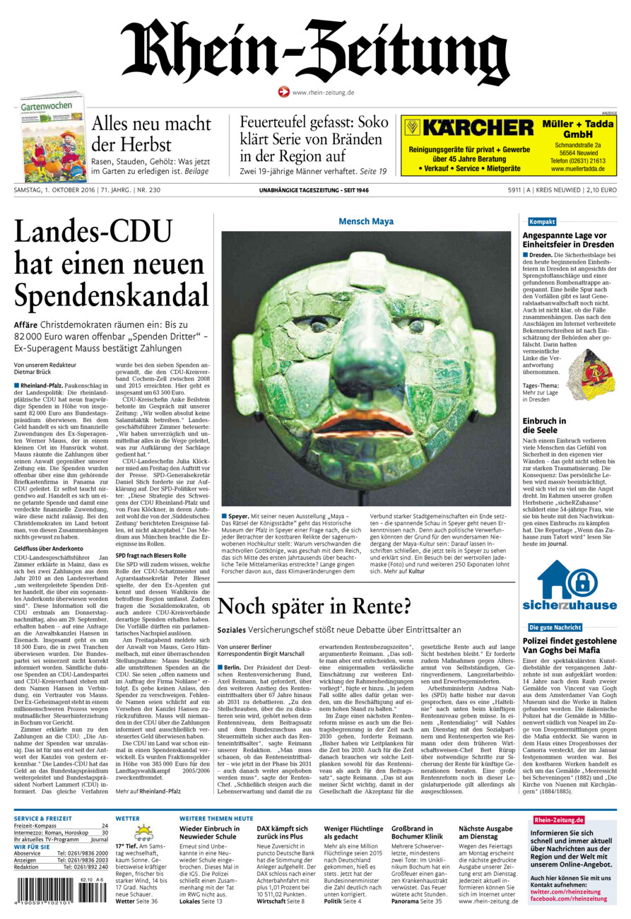 Rhein-Zeitung Kreis Neuwied vom Samstag, 01.10.2016