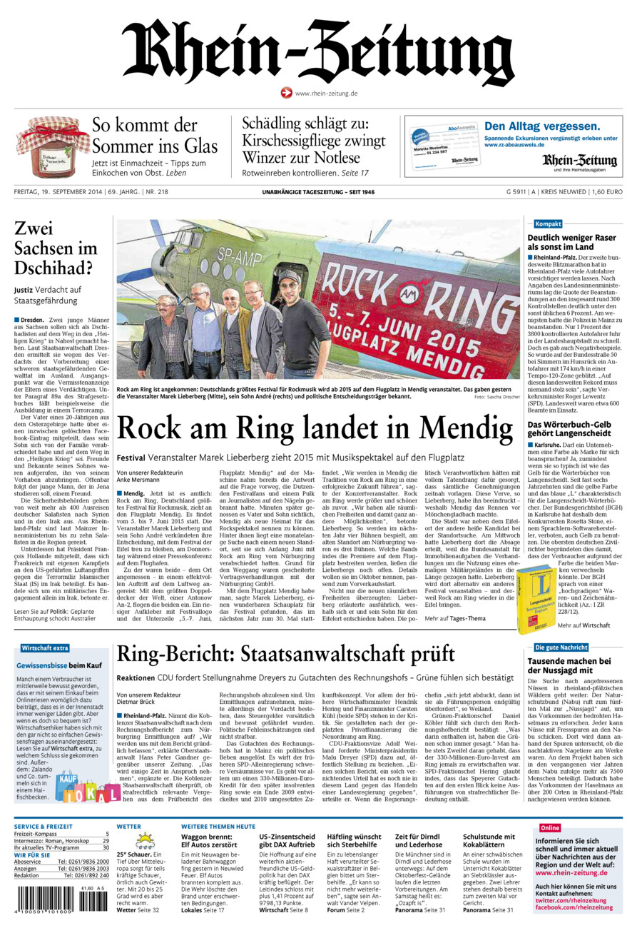 Rhein-Zeitung Kreis Neuwied vom Freitag, 19.09.2014