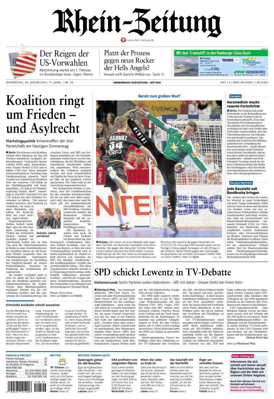 Rhein-Zeitung Kreis Neuwied vom Donnerstag, 28.01.2016