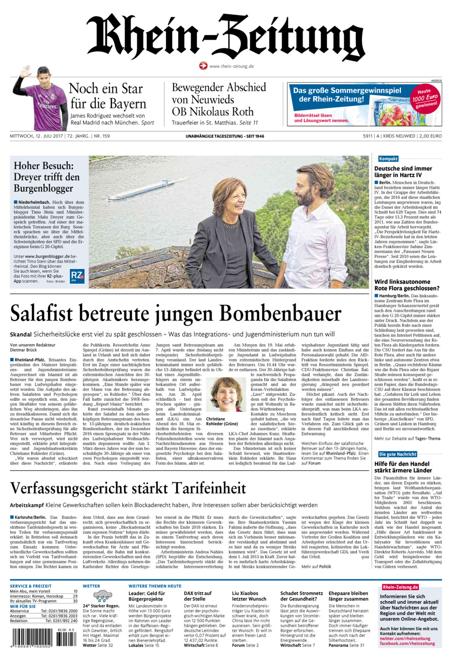 Rhein-Zeitung Kreis Neuwied vom Mittwoch, 12.07.2017