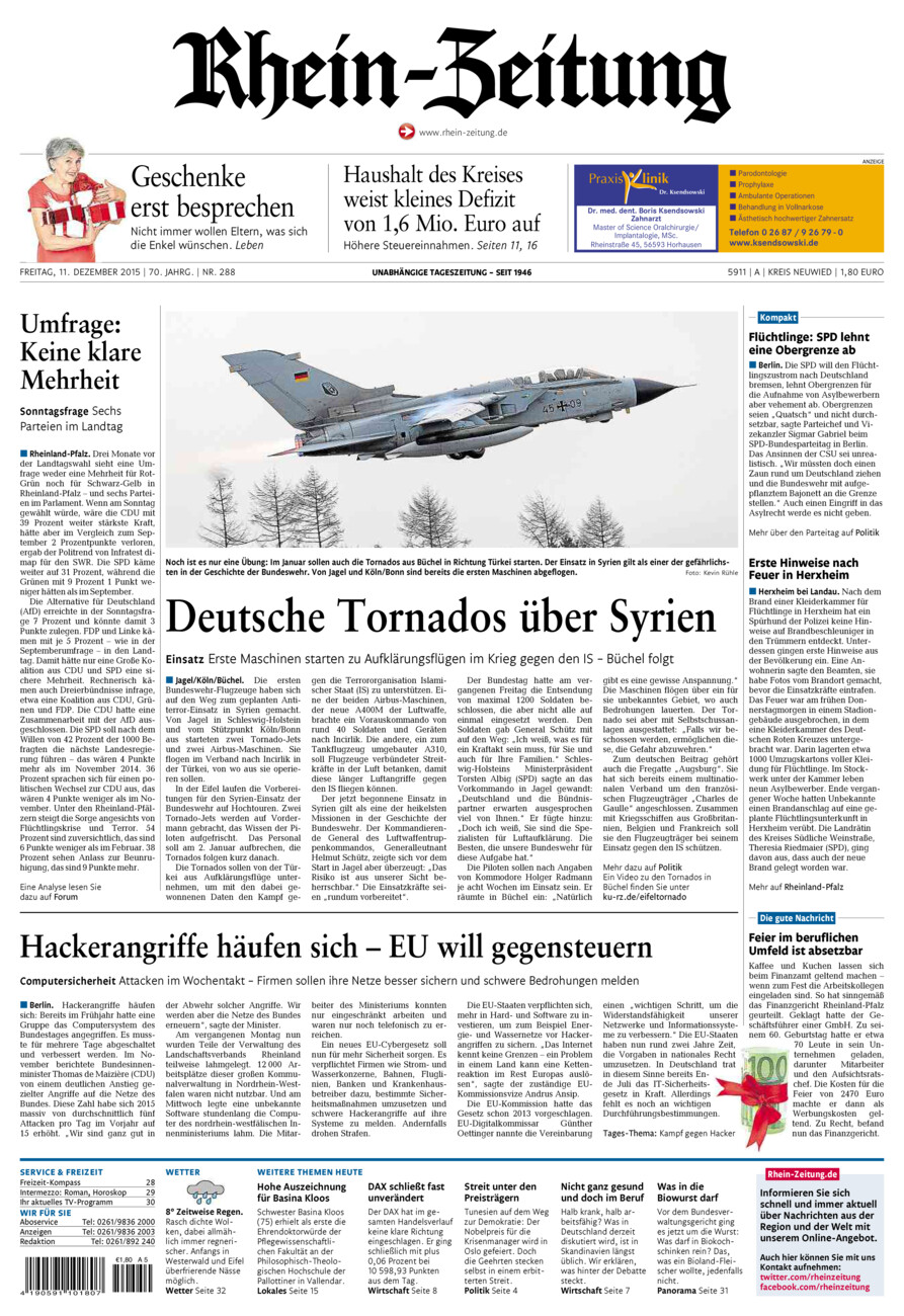 Rhein-Zeitung Kreis Neuwied vom Freitag, 11.12.2015