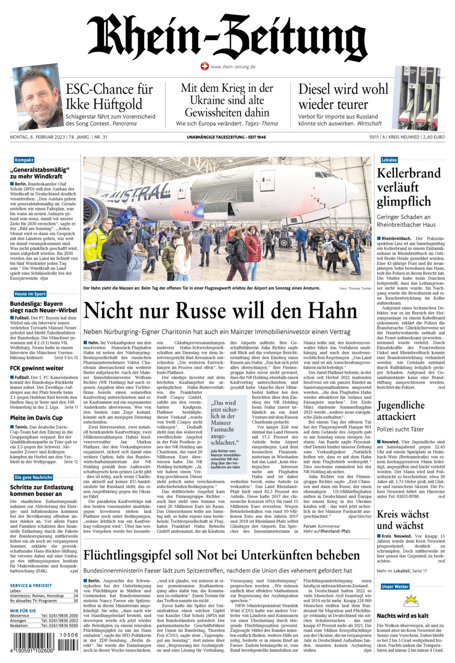 Rhein-Zeitung Kreis Neuwied vom Montag, 06.02.2023