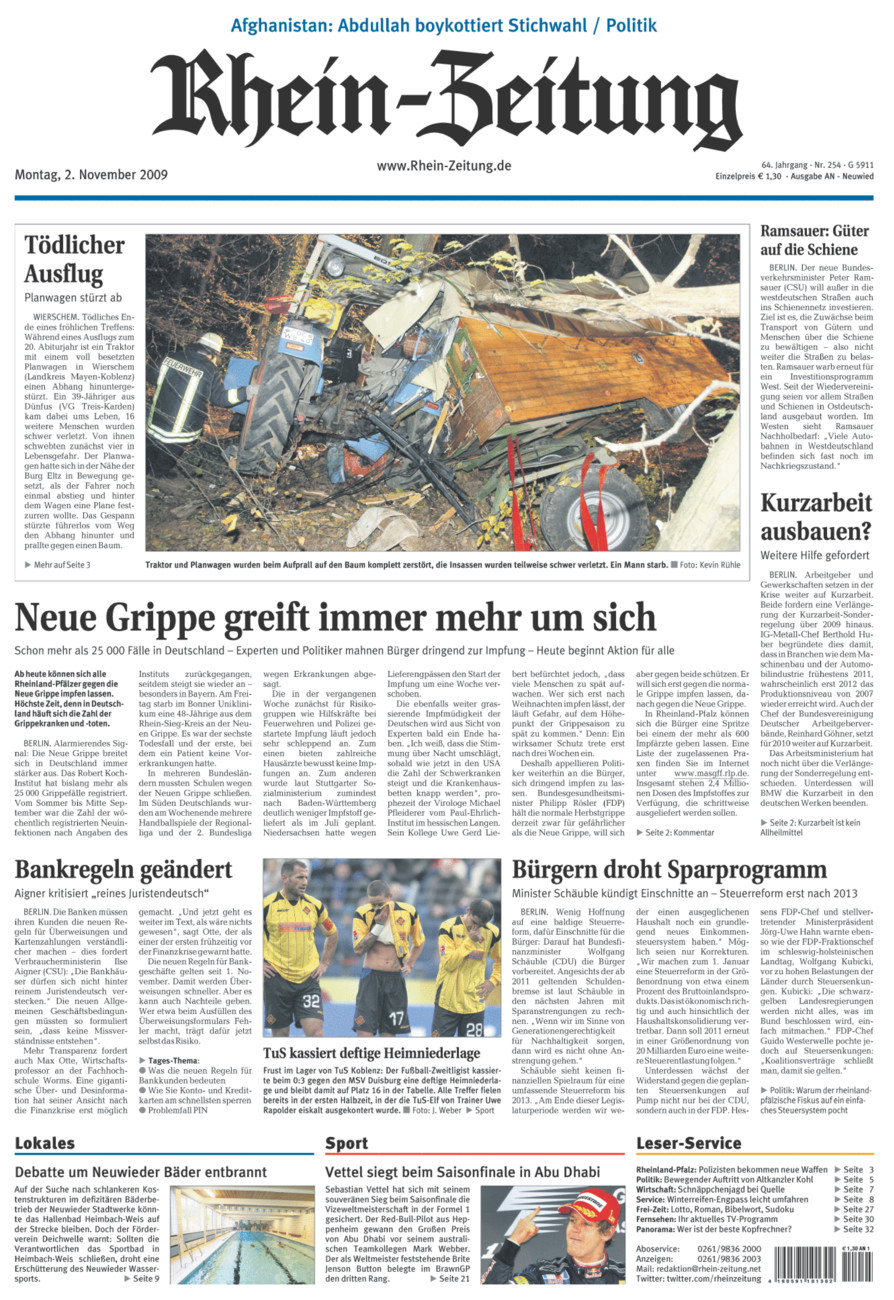Rhein-Zeitung Kreis Neuwied vom Montag, 02.11.2009