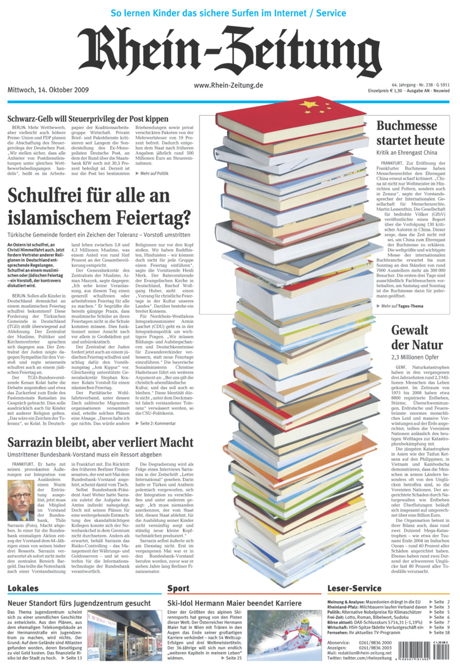 Rhein-Zeitung Kreis Neuwied vom Mittwoch, 14.10.2009