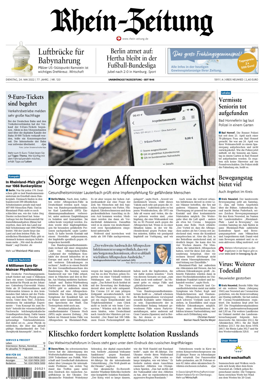 Rhein-Zeitung Kreis Neuwied vom Dienstag, 24.05.2022