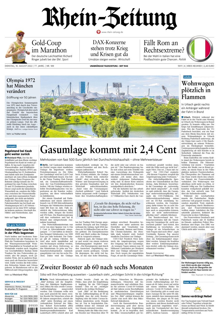 Rhein-Zeitung Kreis Neuwied vom Dienstag, 16.08.2022
