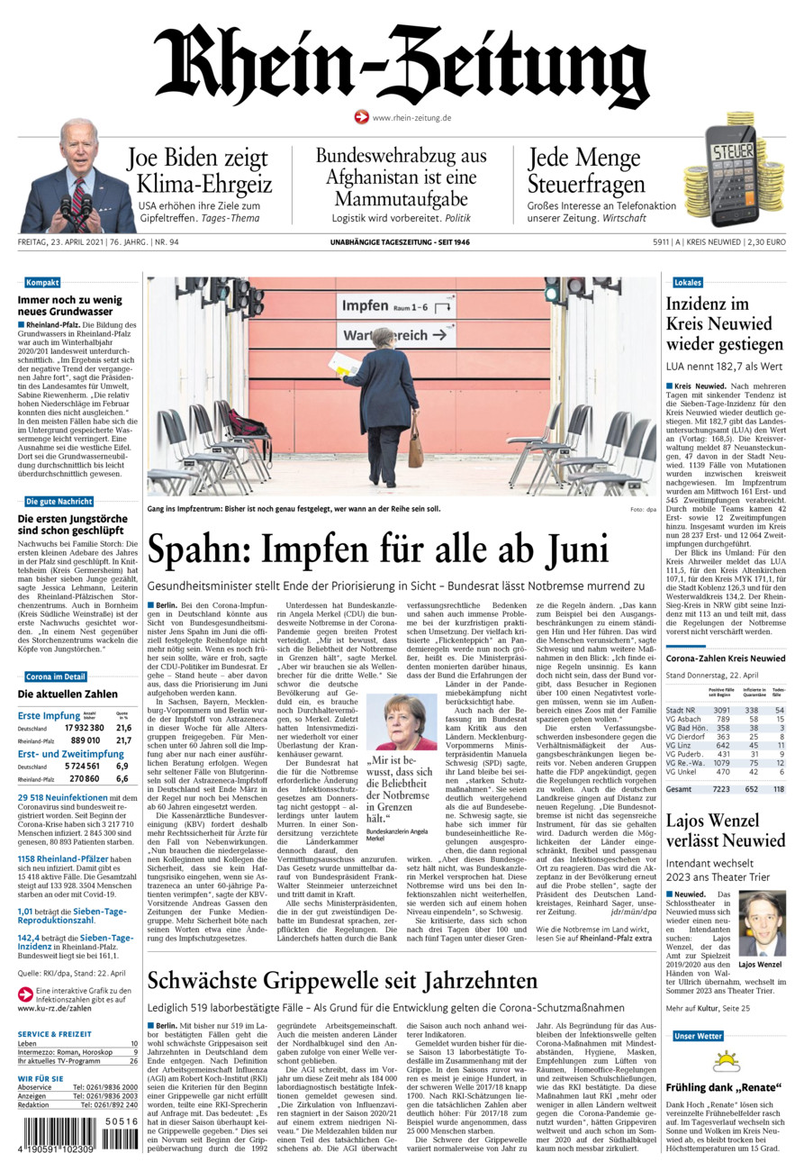 Rhein-Zeitung Kreis Neuwied vom Freitag, 23.04.2021