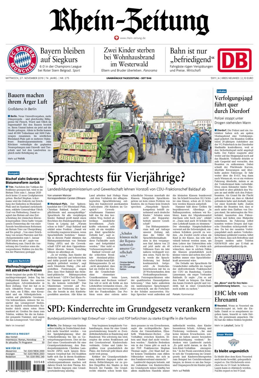 Rhein-Zeitung Kreis Neuwied vom Mittwoch, 27.11.2019