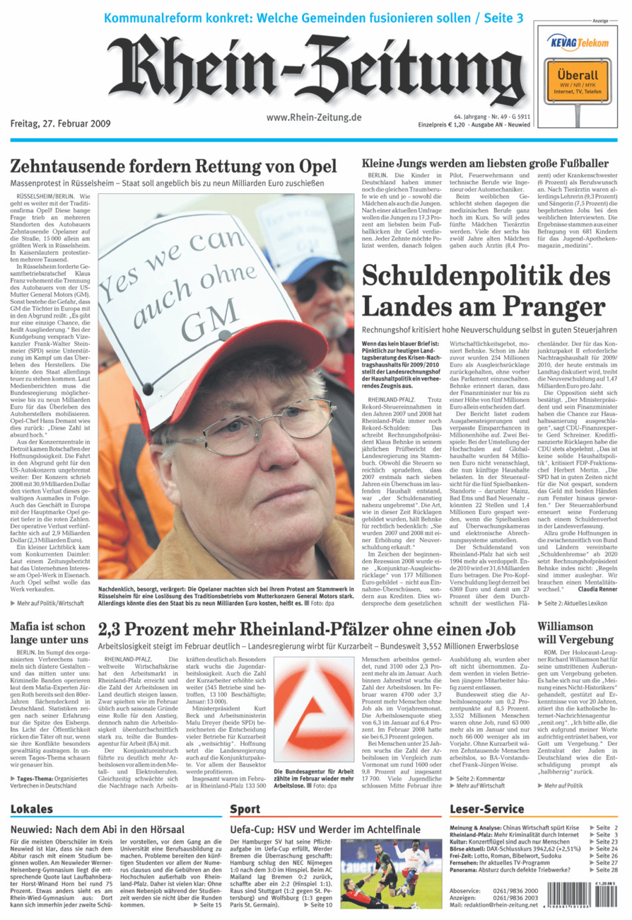 Rhein-Zeitung Kreis Neuwied vom Freitag, 27.02.2009