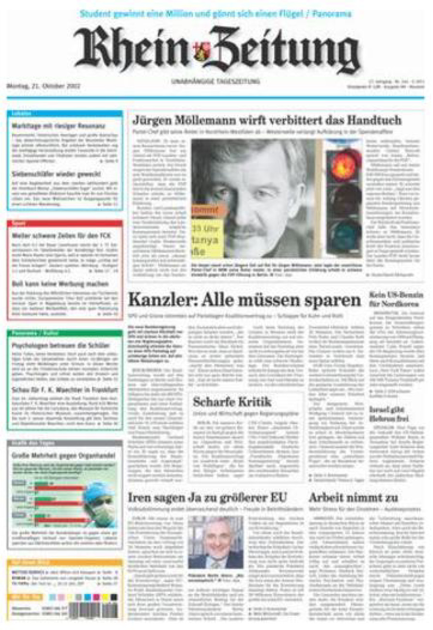 Rhein-Zeitung Kreis Neuwied vom Montag, 21.10.2002